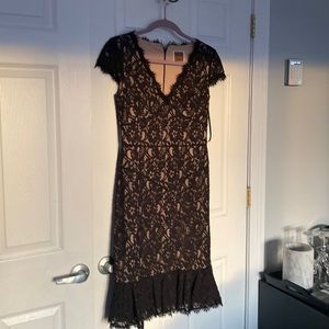 Black lace dress with tan underlay